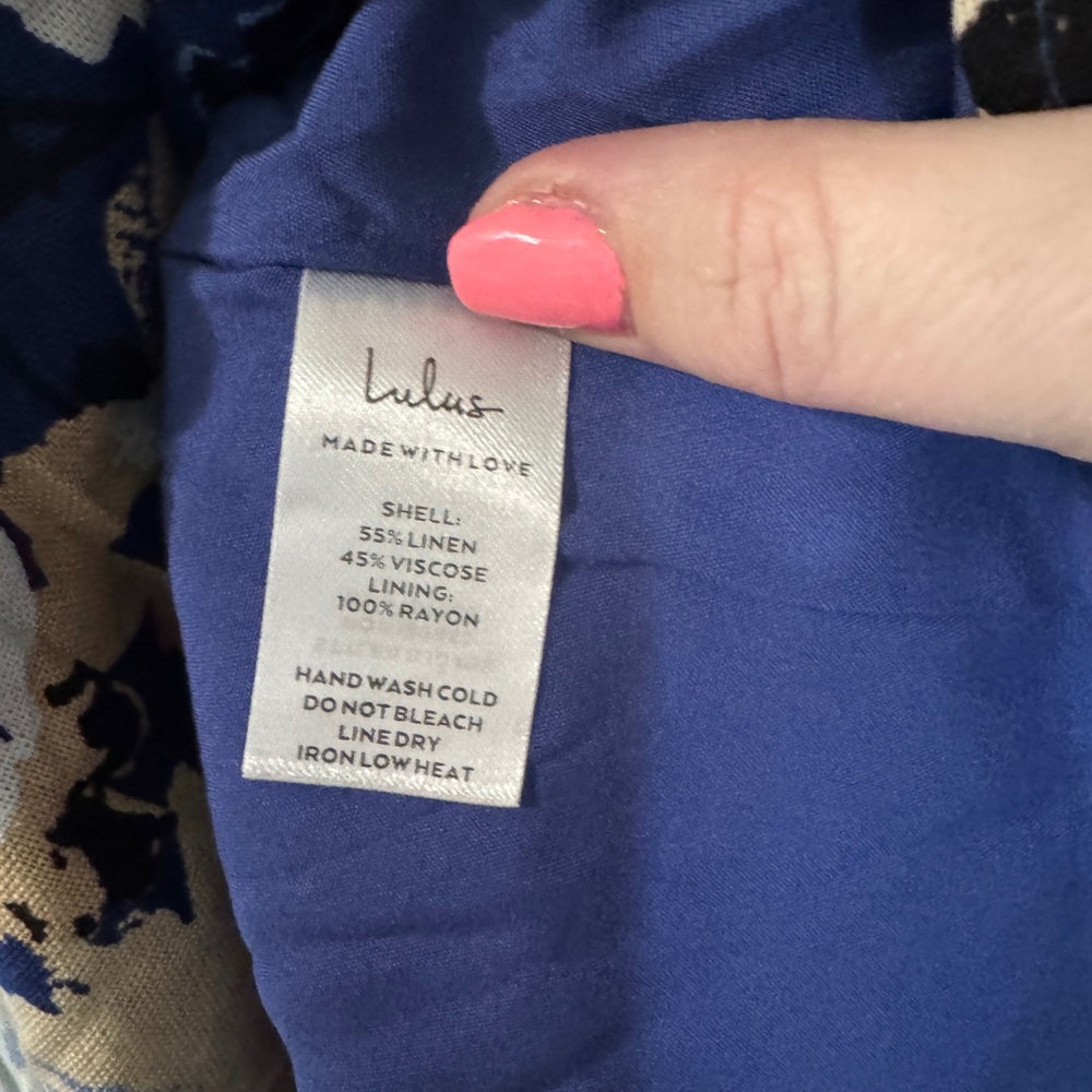 NWT Lulu’s Sunny Attraction Navy Floral Linen Bustier Belted Mini Dress Size M - Picture 8 of 8